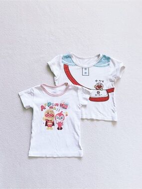 Anpanman Bandai Japanese Graphic Short Sleeve Mesh Cotton Tees 2pcs Sz 90 18-24M